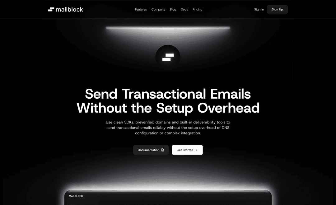 Mailblock web design and development project by Block Forge